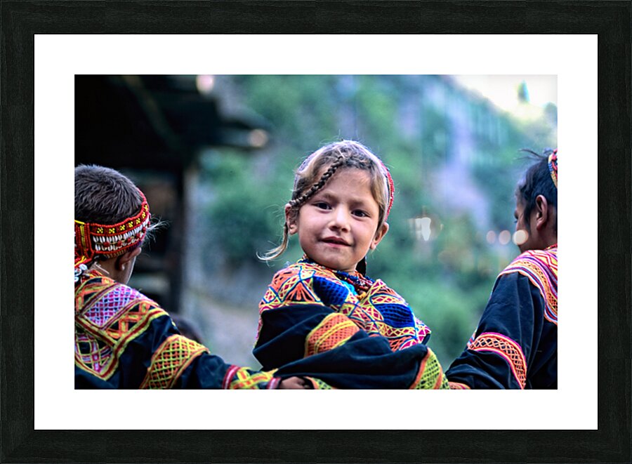 Kids enjoying life in Kalash village Bumburet Valley Picture Frame print