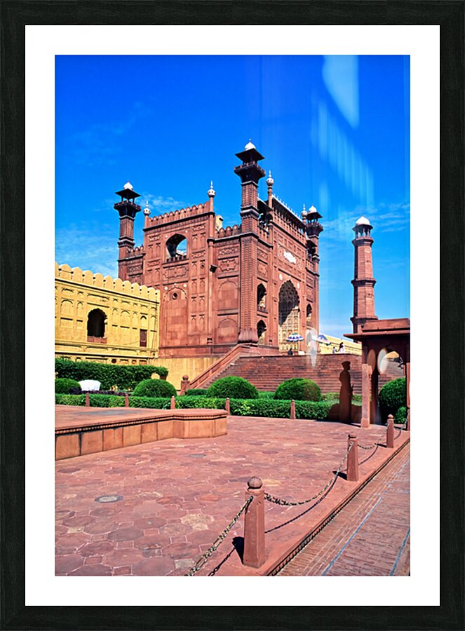 Mosque stands tall in Lahore with clear blue sky above Picture Frame print