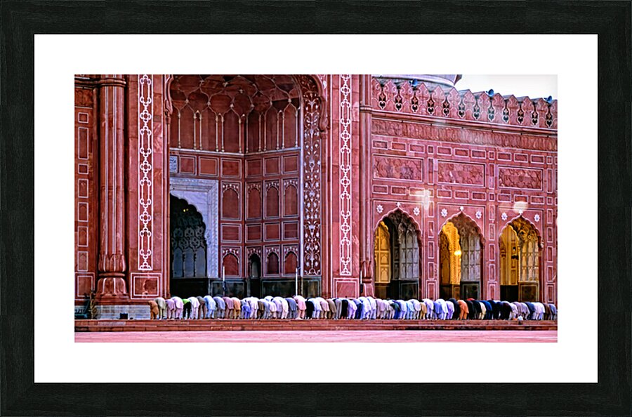 Prayer time at Badshahi Mosque in Lahore Pakistan Picture Frame print