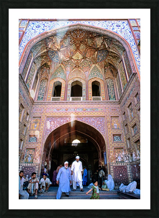 People visiting Wazir Khan Mosque in Lahore Pakistan Picture Frame print