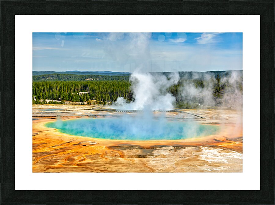 Exploring grand prismatic spring in yellowstone national park Picture Frame print