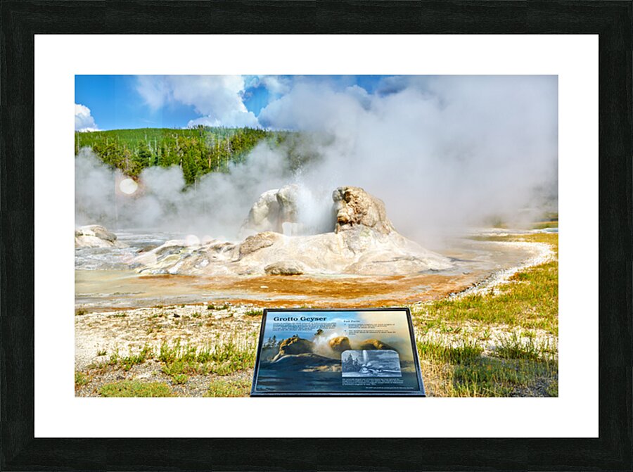 Grotto Geyser erupts in Yellowstone National Park Picture Frame print