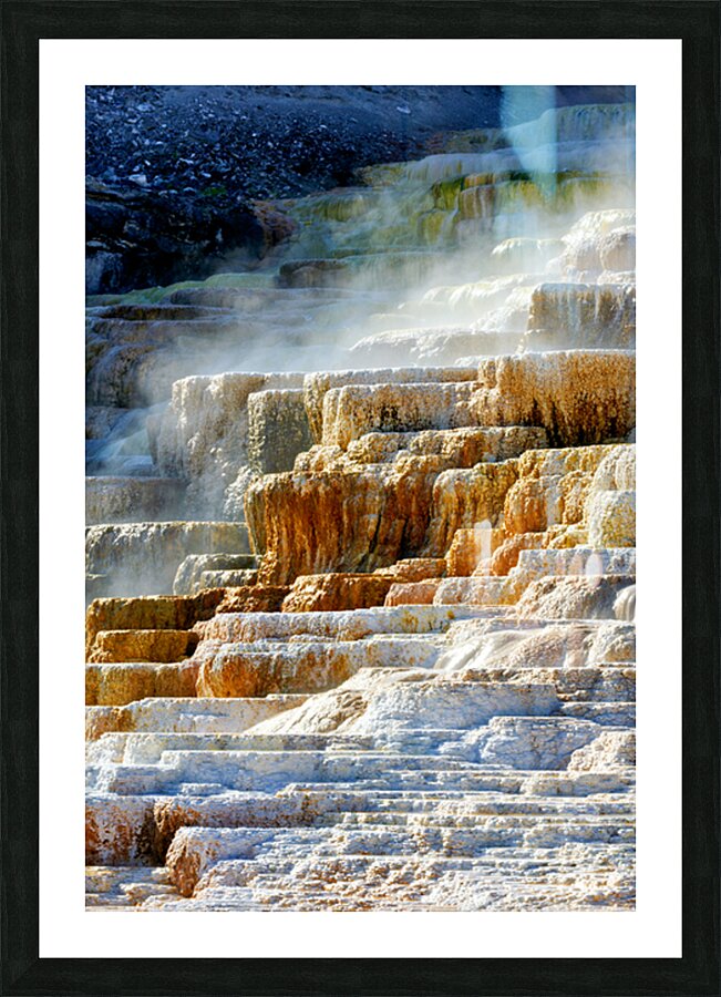 Mound Spring and Jupiter Terrace display geothermal features Picture Frame print