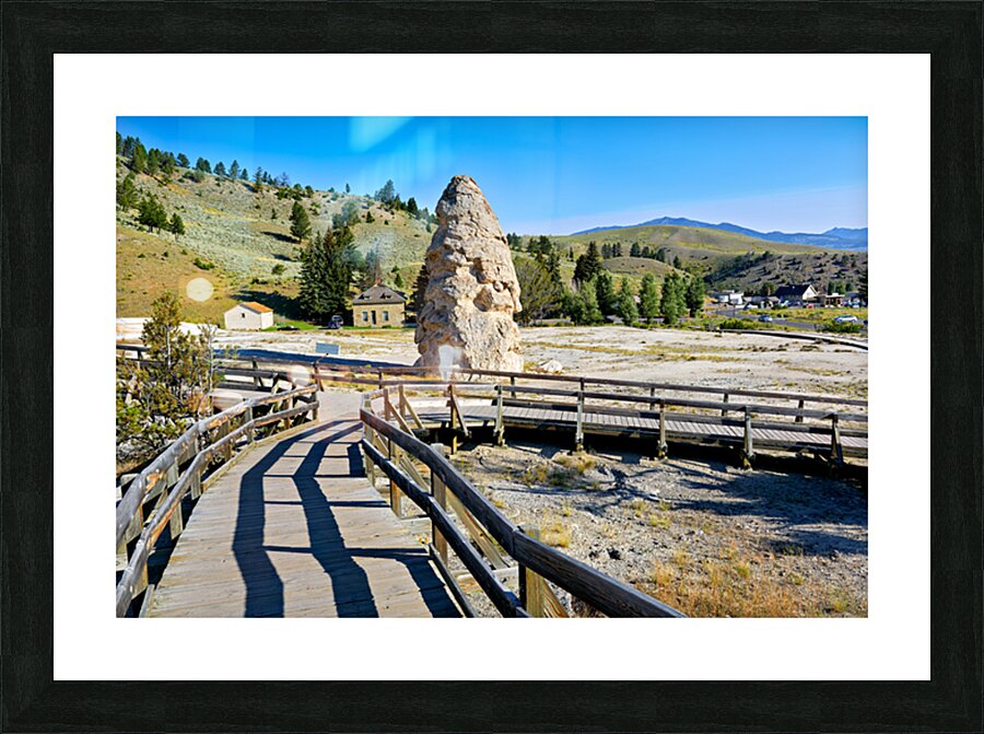 Exploring liberty cap in yellowstone national park usa Picture Frame print