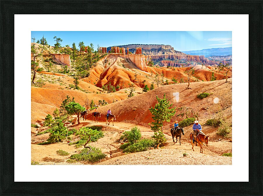 Horseback trip in Queens Garden at Bryce Canyon National Park Picture Frame print