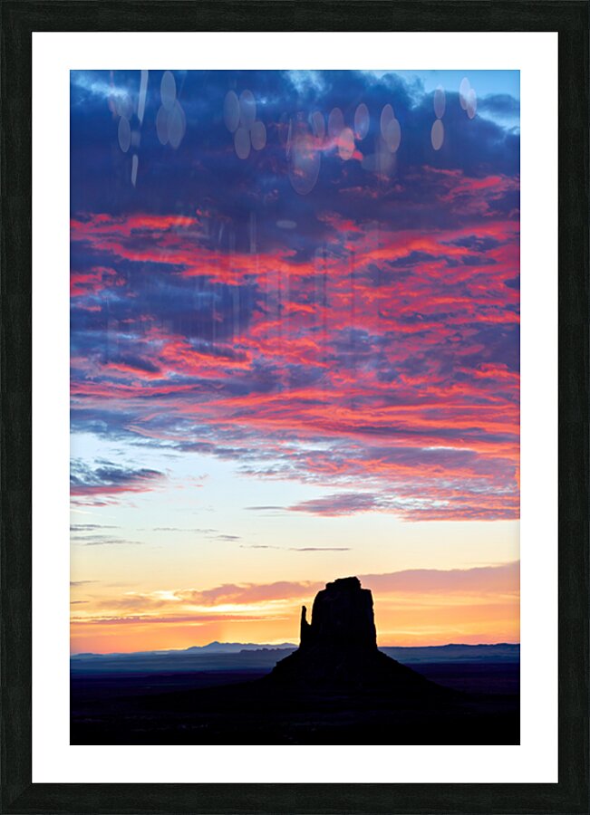 View of sunset over Monument Valley in USA Picture Frame print