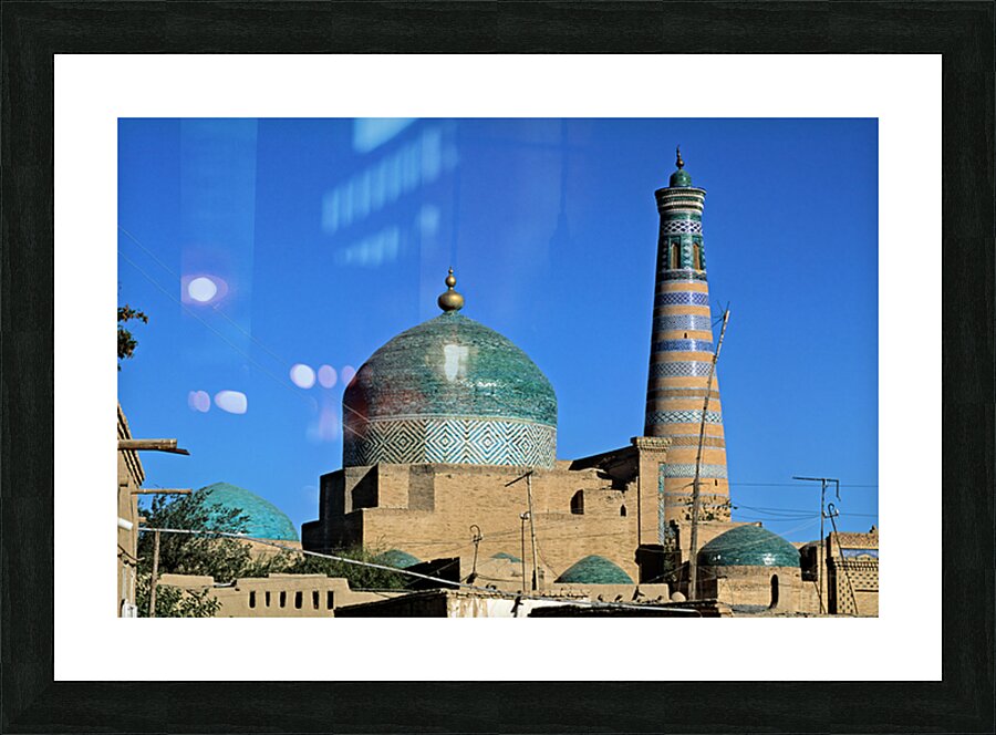 Khiva towers and domes show vibrant architecture in Uzbekistan Picture Frame print