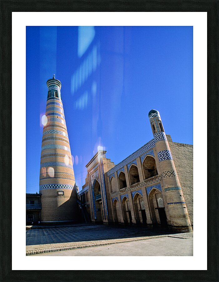 Explore Khivas historic minaret and architecture Picture Frame print