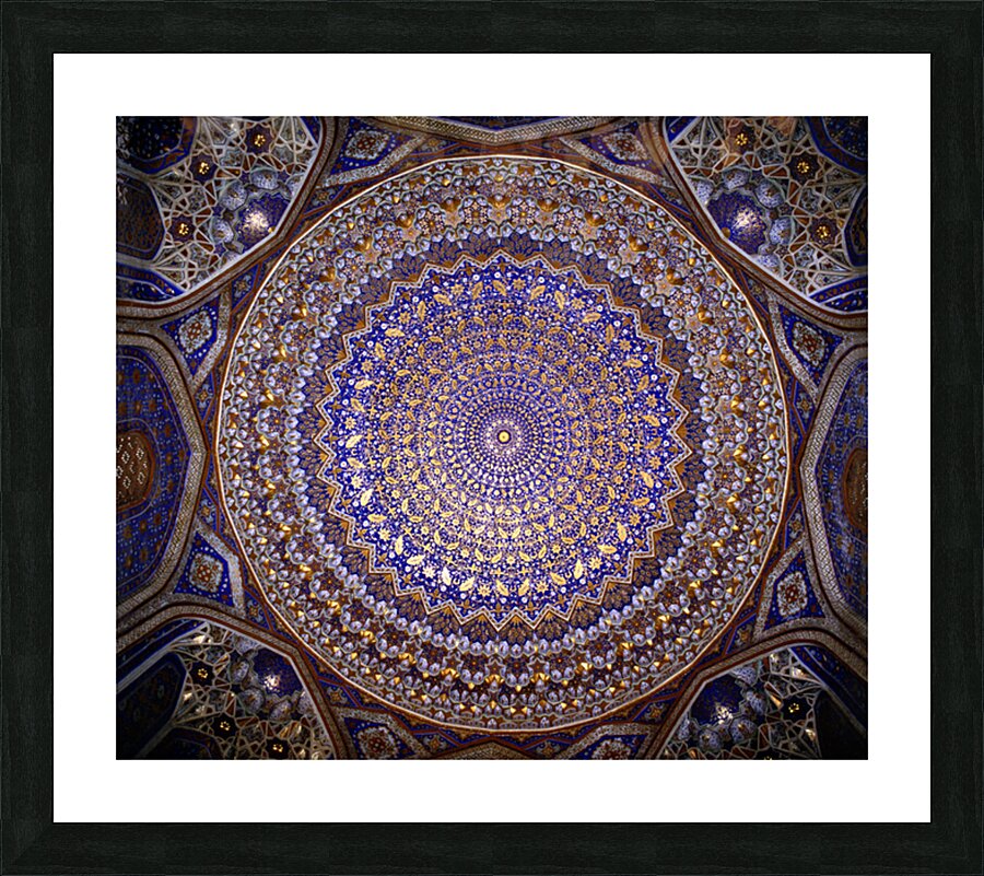 Ceiling design in a Samarkand building Uzbekistan Framed Print