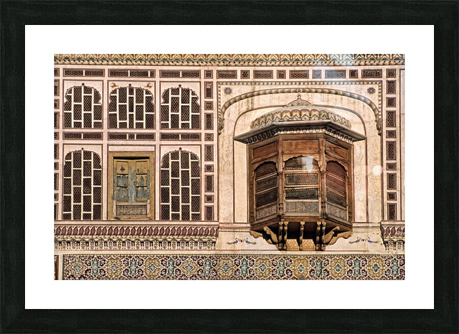 Historic house facade in Samarkand shows ancient design Picture Frame print