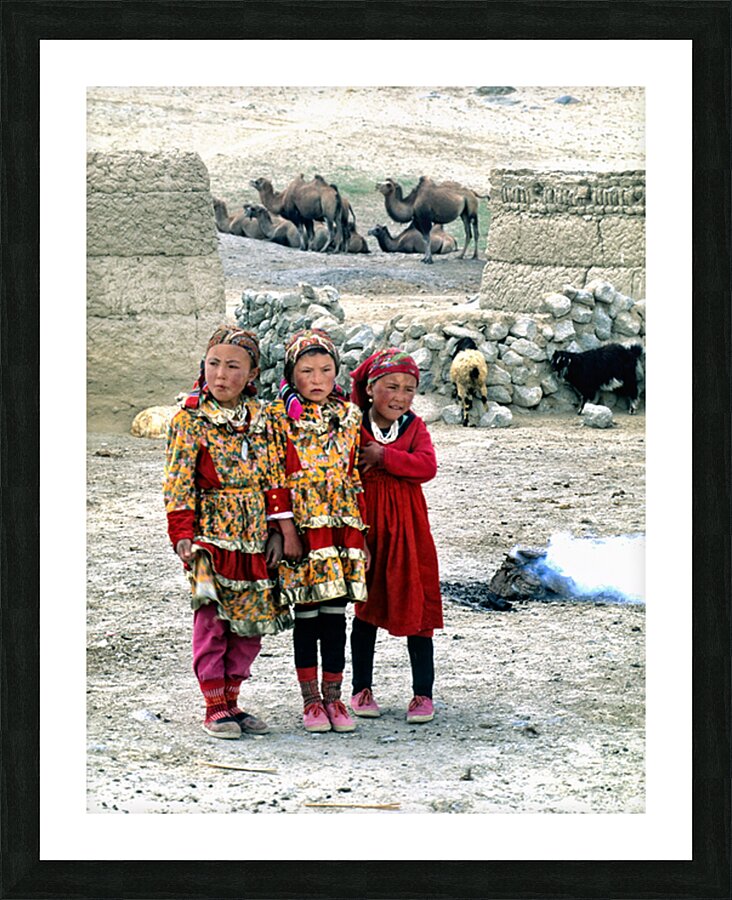 Village children in Uzbekistan enjoy their day outside Picture Frame print