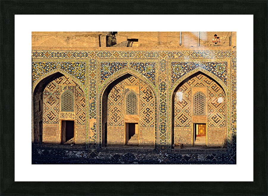 Madrasa architecture in Samarkand shows detailed design work Picture Frame print