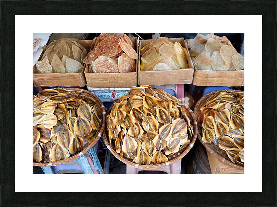 Dried seafood for sale in Hanoi street market Picture Frame print