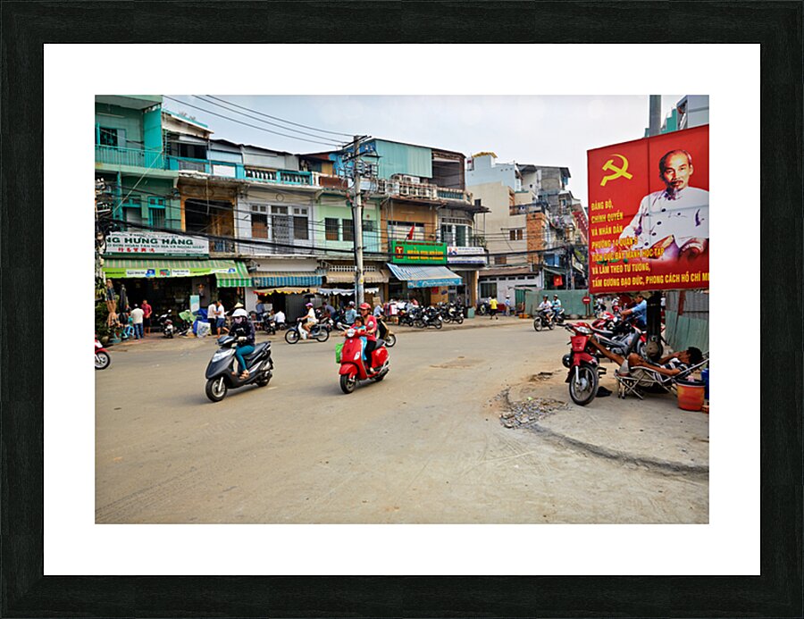 Busy streets of Ho Chi Minh City in Saigon during the day Picture Frame print