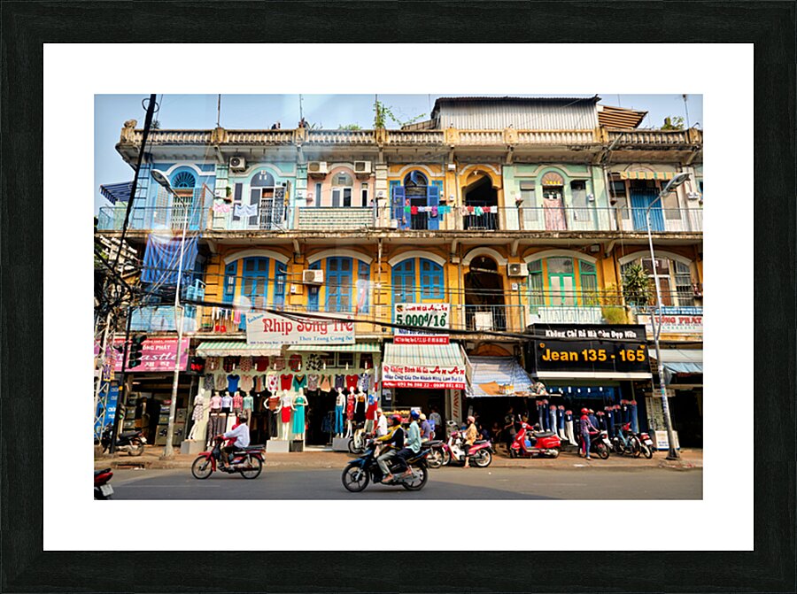 Shopping in Ho Chi Minh City streets during a sunny day Picture Frame print