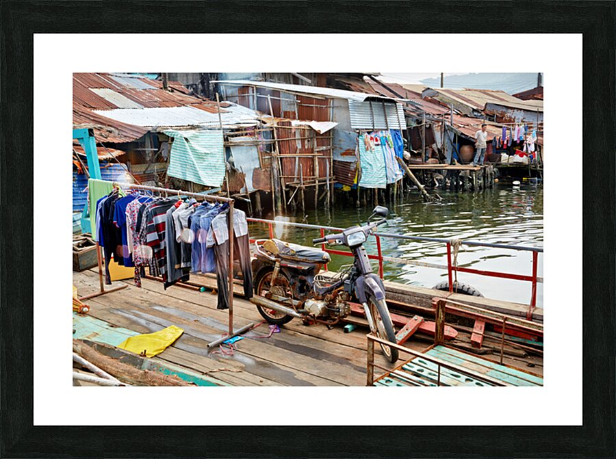 Fishing village life by the water in Phu Quoc Vietnam Picture Frame print