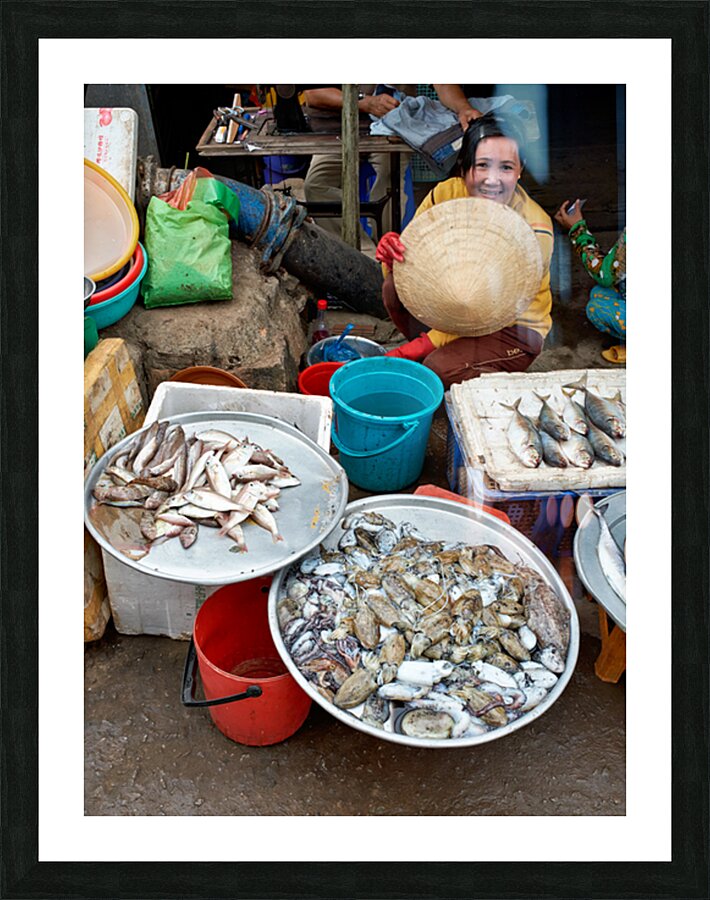 Local fish market in Phu Quoc Vietnam during daytime hours Picture Frame print