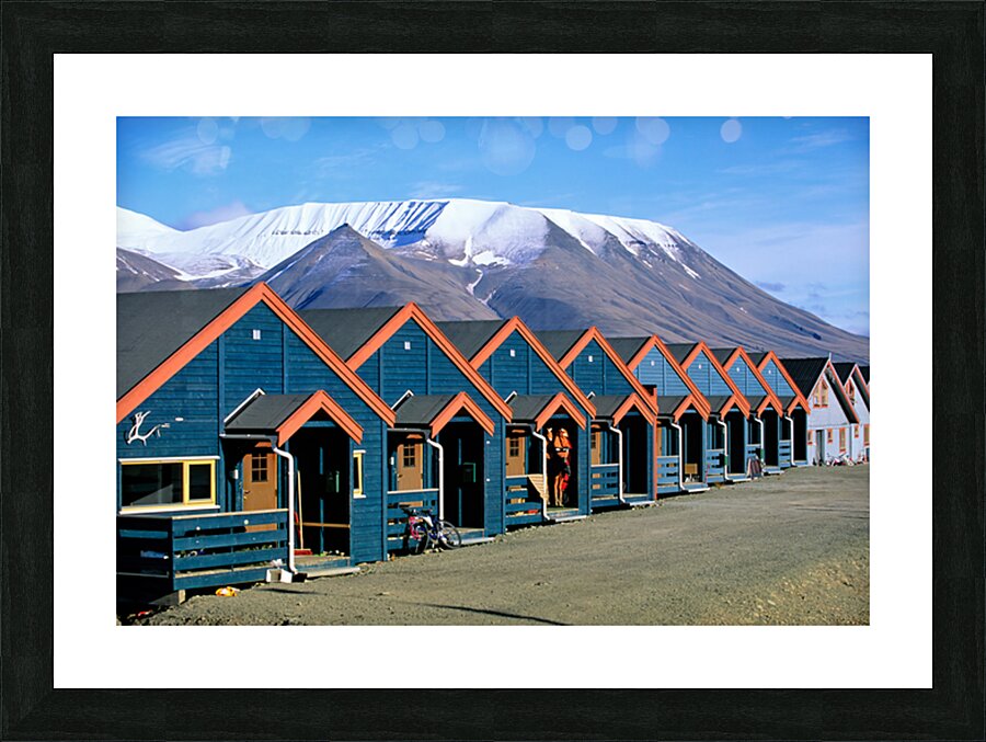Colorful houses line the street in Longyearbyen Svalbard Picture Frame print