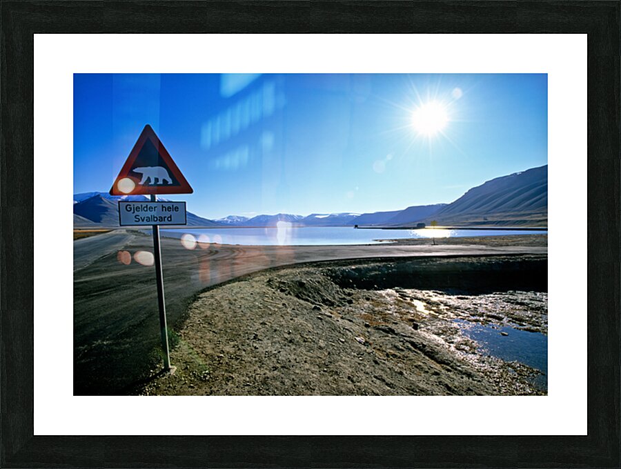 Warning signs in Longyearbyen Svalbard Archipelago Norway Picture Frame print