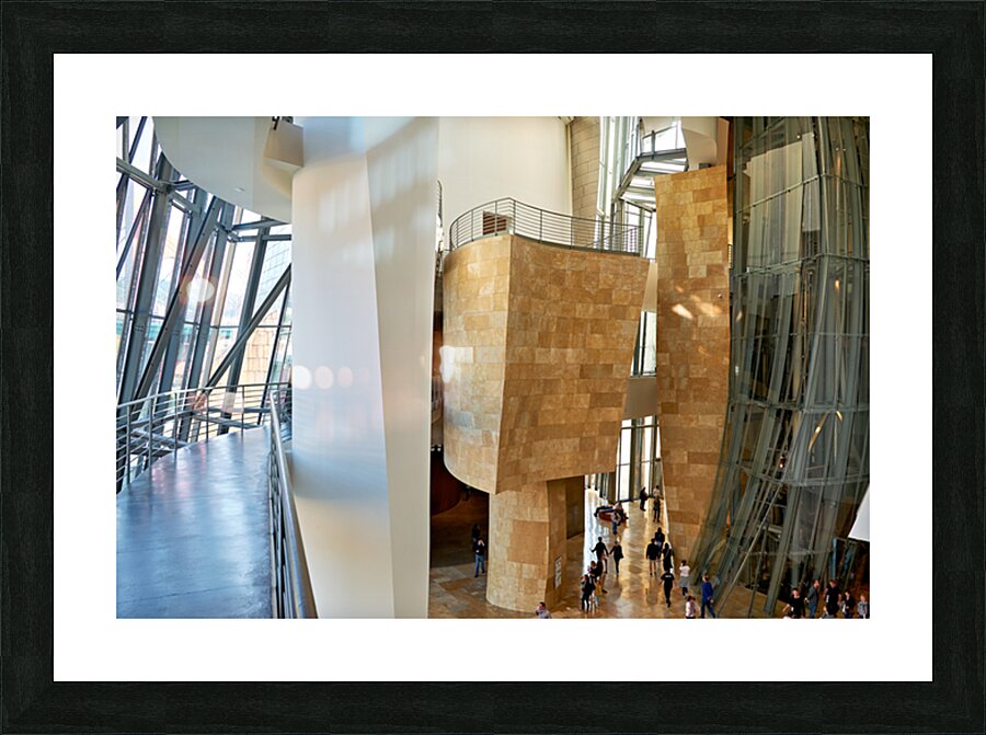 Inside Guggenheim Museum in Bilbao Spain with visitors walking Impression et Cadre photo