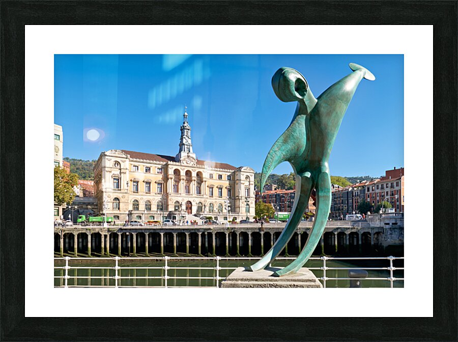 View of sculpture Conmemoracion al dia del Mar in Bilbao Picture Frame print