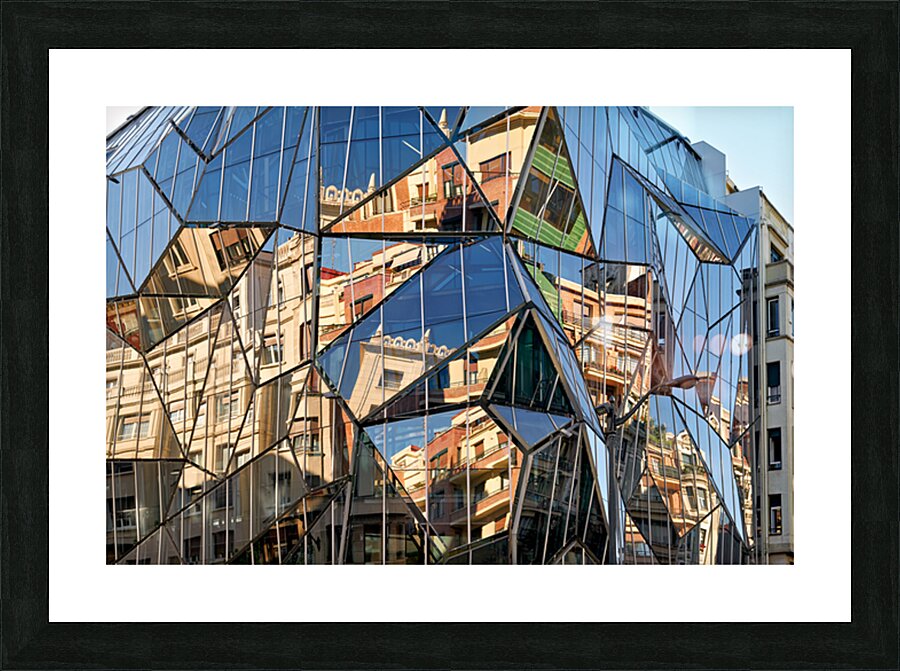 Modern building reflects city life in Bilbao Spain Picture Frame print