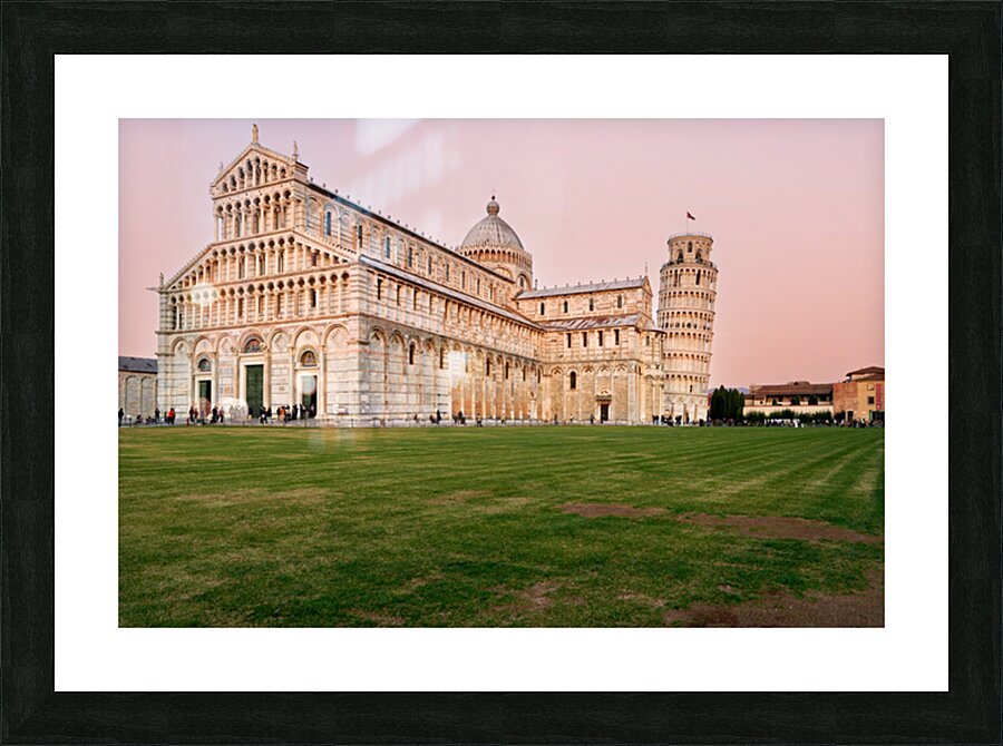 Sunset view of Leaning Tower and Cathedral in Pisa Tuscany Picture Frame print