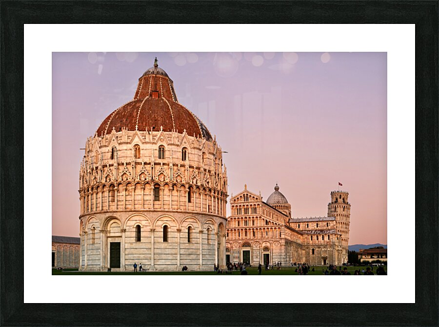 Pisa Tuscany landmarks at sunset in Square of Miracles Picture Frame print