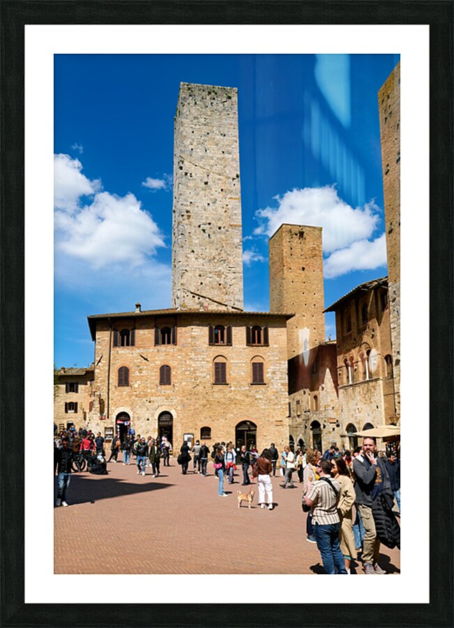 Visit to San Gimignano in Tuscany at Piazza del Duomo Picture Frame print