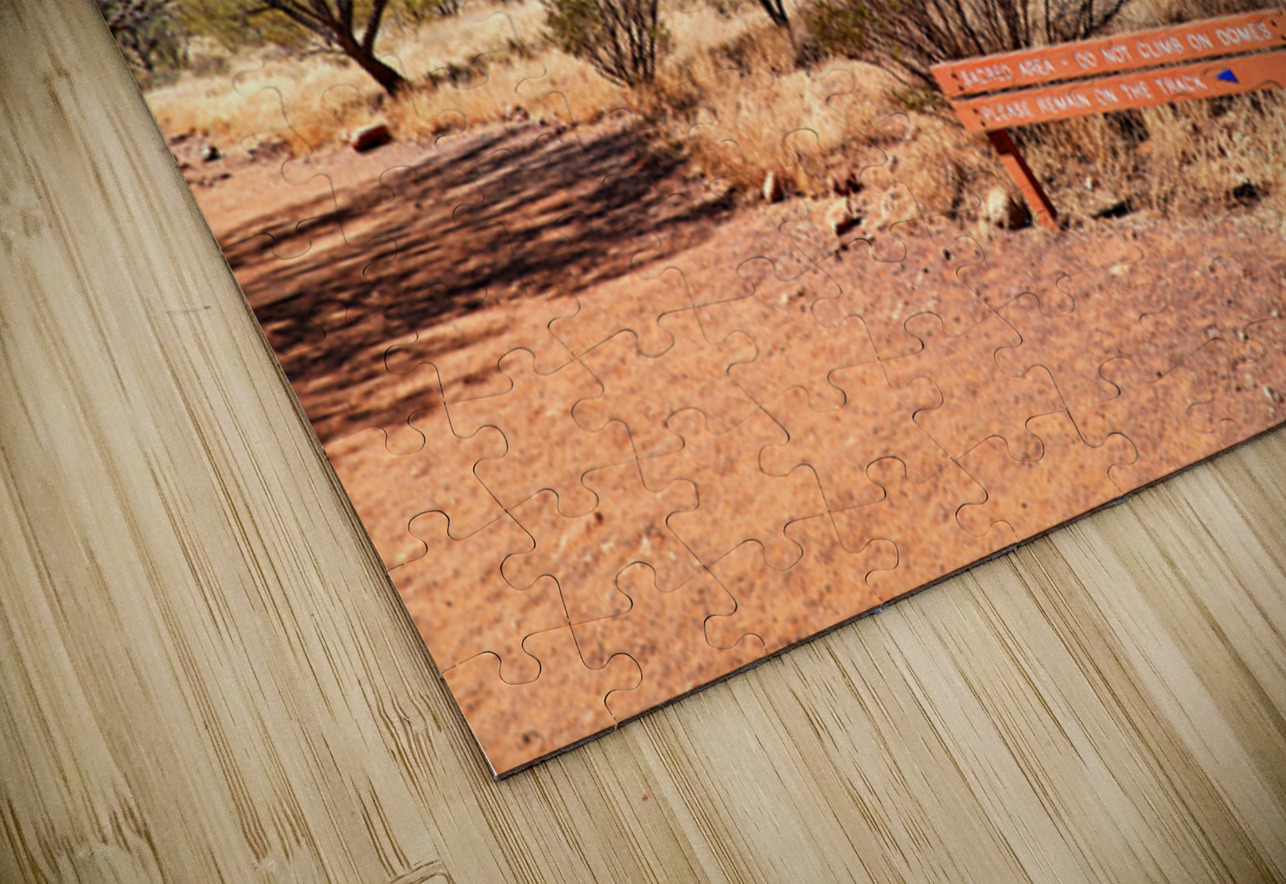 Sacred area sign in front of Kata Tjuta domes Australia. Puzzle 2