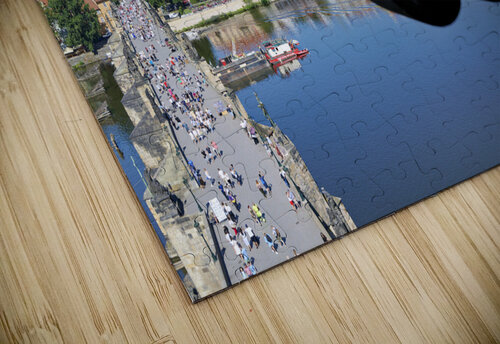 Czech Republic. Prague. Framed view of Charles Bridge Vltava river and the castle hrad Marco Brivio puzzle