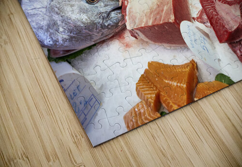 Barcelona. Catalonia. Spain. The Mercat de Sant Josep de la Boqueria. Tuna fish at fishmonger stall Marco Brivio puzzle