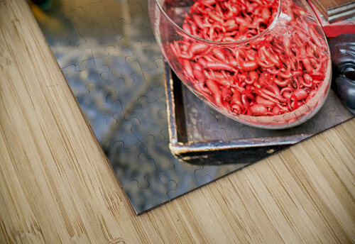 Naples Campania Italy. Lucky horns on sale in Spaccanapoli downtown quarter Marco Brivio puzzle