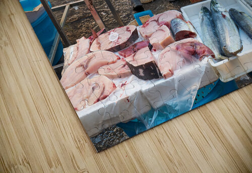 Piscaria the street daily market in Catania Sicily Italy. Fresh fish meat vegetables Marco Brivio puzzle