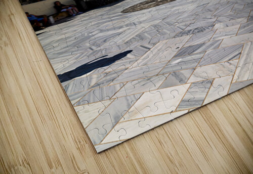 White Greek church with blue dome bell tower and marble courty Marco Brivio puzzle