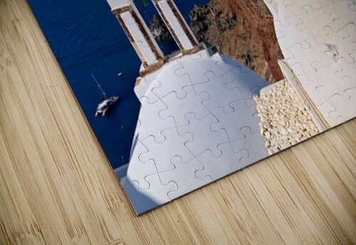 Santorinis iconic white churches blue domes and caldera view. Marco Brivio puzzle