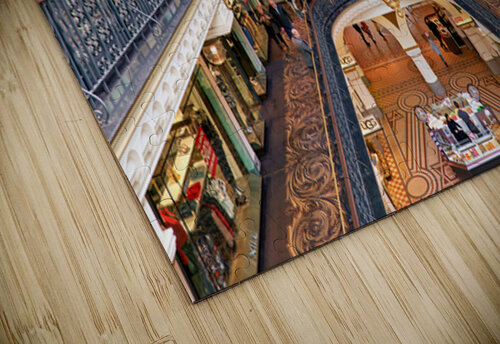 Elegant Victorian shopping arcade with clock tower and shoppers. Marco Brivio puzzle