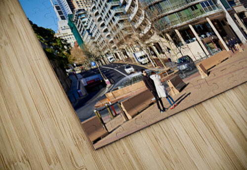 Modern curved building with balconies and city skyline. Marco Brivio puzzle