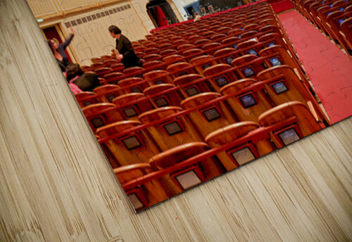 Ornate opera house interior with stage crew and audience. Marco Brivio puzzle