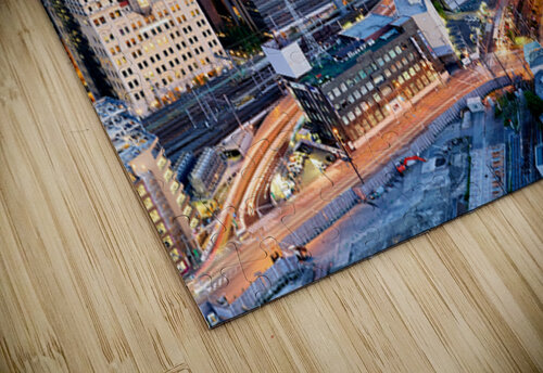 Osaka financial district at dusk with city lights and busy stree Marco Brivio puzzle