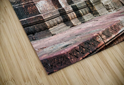 Ancient Cambodian temple with intricate carvings and guardian st Marco Brivio puzzle