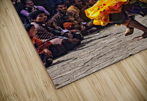 Bhutanese masked deer dancer performs for an attentive audience. Marco Brivio puzzle