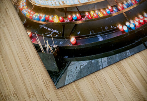 Visitors light votive candles near statue in Strasbourg Cathedra Marco Brivio puzzle