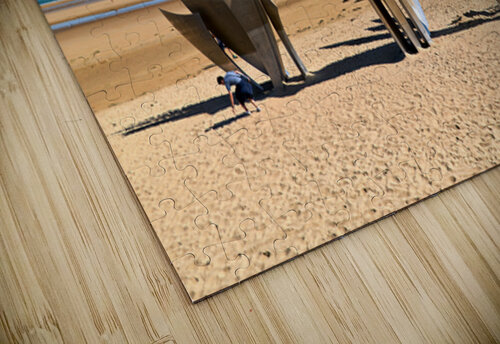 Visit to Omaha Beach in Normandy France with memorial sculpture Marco Brivio puzzle