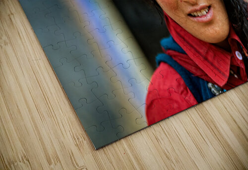 Traditional woman carries child in Tibet with ornate hair decora Marco Brivio puzzle