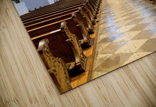 People explore the interior of St Marco Brivio puzzle