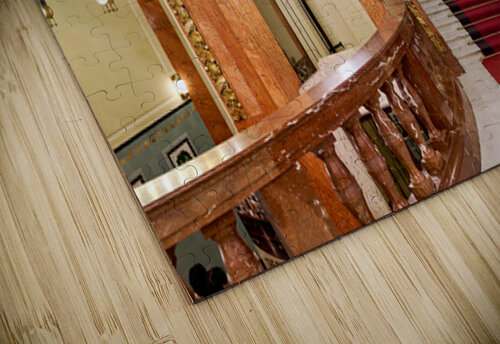 Elegant interior with red carpeted staircase and ornate gold det Marco Brivio puzzle