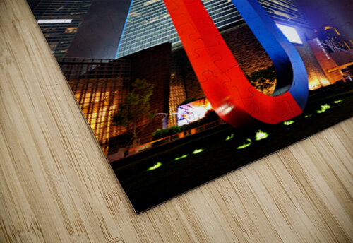 Luminous Shanghai skyscrapers and abstract sculpture at night Marco Brivio puzzle