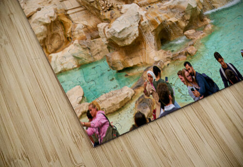Visitors gather at Trevi Fountain in Rome Lazio Italy during the Marco Brivio puzzle