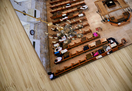 Visit to Hurva Synagogue in Jerusalem with people praying and st Marco Brivio puzzle